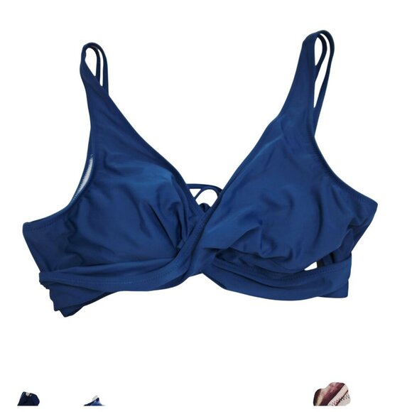 Blue Floral Bikini Set Wrap Bikini Top & Tie Side Bottoms Womens Swimsuit XL - Picture 3 of 5